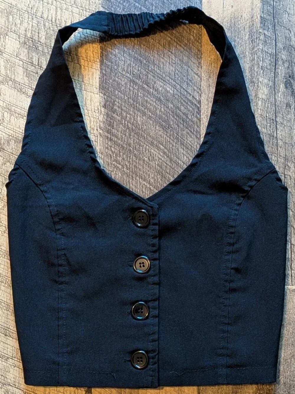 Hot Kiss Cropped Halter Waistcoat Vest Black Medium